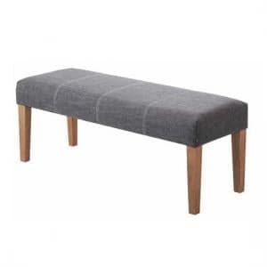 Webster Dining Bench In Grey Fabric With Wooden Legs