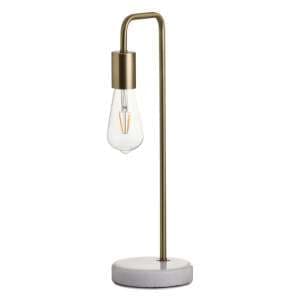 Weir Metal Industrial Table Lamp In Brass With Marble Base