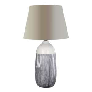 Welmon Beige Fabric Shade Table Lamp With Dark Grey Base