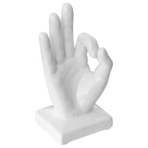 Wendy Ceramic Hand OK Sign Sculpture In White