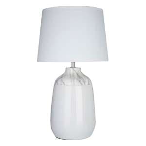 Wenira White Fabric Shade Table Lamp With Ceramic Base