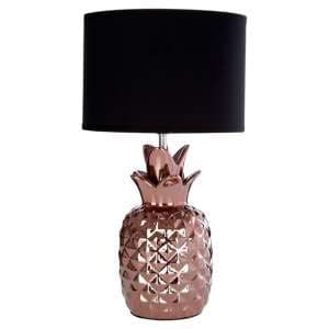 Wenka Black Fabric Shade Table Lamp With Copper Ceramic Base