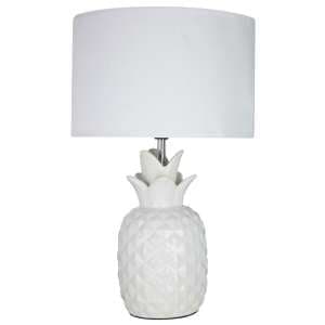 Wenka White Fabric Shade Table Lamp With Ceramic Base