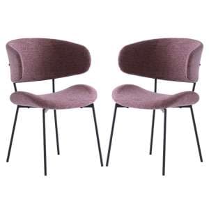 Wera Dusty Rose Fabric Dining Chairs With Black Legs In Pair - UK