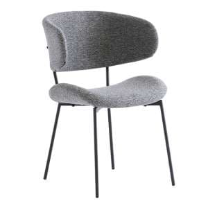 Wera Fabric Dining Chair In Dark Grey With Black Legs - UK