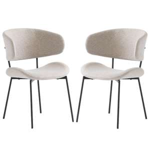 Wera Linen Fabric Dining Chairs With Black Legs In Pair - UK