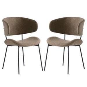 Wera Olive Green Fabric Dining Chairs With Black Legs In Pair - UK