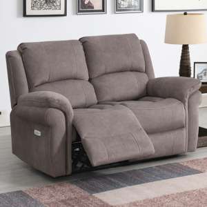 Wesley Fabric Electric Recliner 2 Seater Sofa In Clay - UK