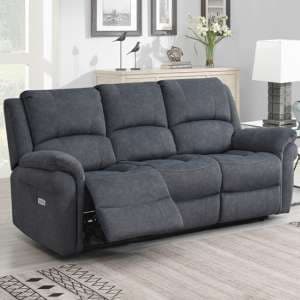 Wesley Fabric Electric Recliner 3 Seater Sofa In Grey - UK
