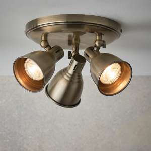 Westbury LED 3 Lights Round Spotlight In Antique Brass - UK