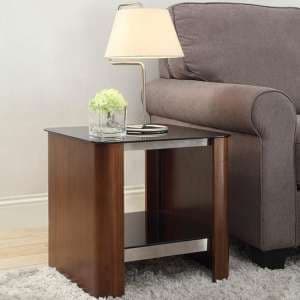 Westin Lamp Table In Black Glass And Walnut With Undershelf