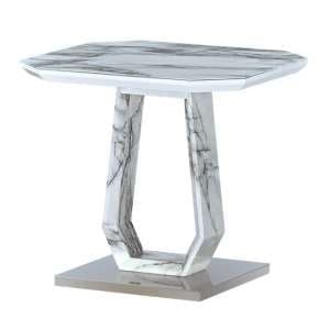 Wantu Marble Effect Glass Lamp Table - UK