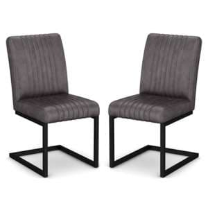 Veto Grey PU Leather Dining Chairs In A Pair With Metal Frame - UK