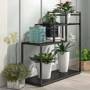 Whatton Wooden Plant Stand In Black Oak