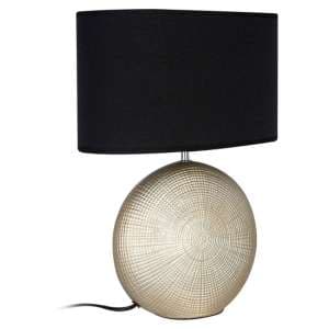 Whoopty Black Fabric Shade Table Lamp With Gold Ceramic Base