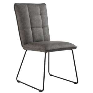 Wichita Faux Leather Dining Chair In Grey With Angled Legs - UK