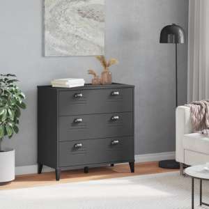 Widnes Wooden Chest Of 3 Drawers In Anthracite Grey - UK