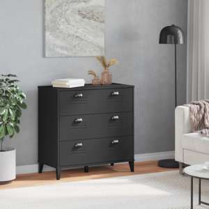 Widnes Wooden Chest Of 3 Drawers In Black - UK