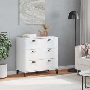 Widnes Wooden Chest Of 3 Drawers In White - UK