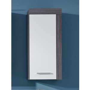 Wildon Bathroom Wall Storage Cabinet In White And Smoky Silver - UK