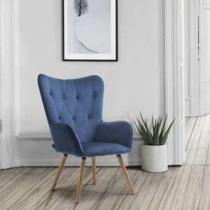 Willow Fabric Bedroom Armchair In Midnight Blue