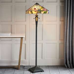 Willow Tiffany Glass Floor Lamp In Dark Bronze