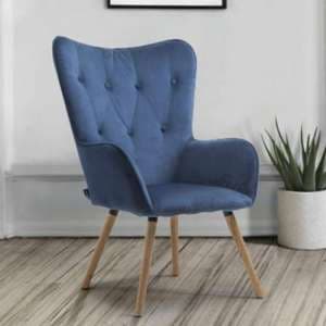Willows Fabric Bedroom Armchair In Midnight Blue - UK