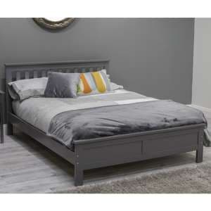 Willox Wooden King Size Bed In Grey - UK