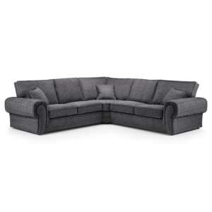 Willy Fabric Corner Sofa In Grey With Scroll Arms