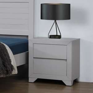 Wauna Wooden Bedside Cabinet In Grey With 2 Drawers - UK