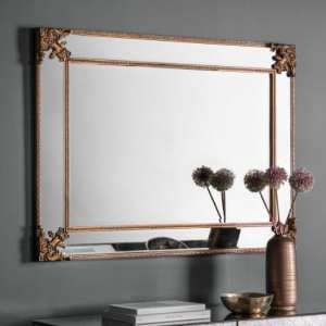Wilusa Rectangular Wall Mirror In Rustic Gold Frame - UK