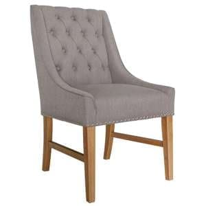 Winches Truffle Linen Dining Chair With Wooden Oak Legs