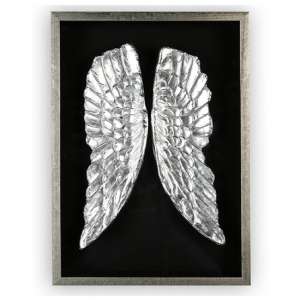 Wings Painting Wooden Wall Art In Black And Antique Silver Frame