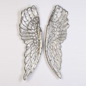 Wings Decorative Wall Art In Antique Silver Finish - UK