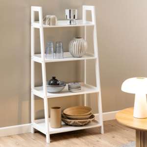 Winooski Wooden Bookcase With 4 Shelves In White - UK
