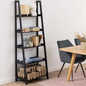 Winooski Wooden Bookcase With 5 Shelves In Black