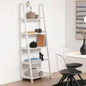 Winooski Wooden Bookcase With 5 Shelves In White - UK