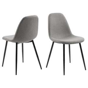 Woodburn Light Grey Fabric Dining Chairs With Metal Leg In Pair - UK
