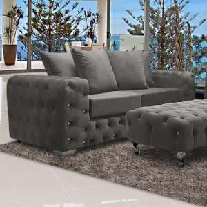 Worley Malta Plush Velour Fabirc 3 Seater Sofa In Putty - UK