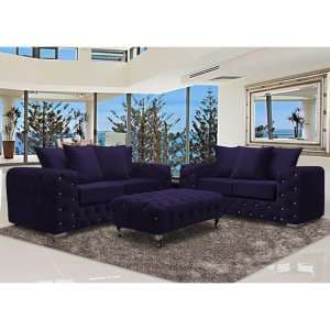 Worley Velour Fabric 2 Seater And 3 Seater Sofa In Ameythst - UK