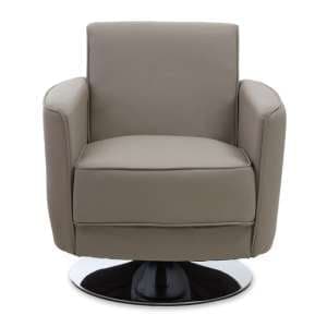 Wuxue Leather Effect Lounge Chair In Grey With Chrome Base