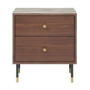 Wyatt Wooden Bedside Cabinet With Marble Effect Glass Top - UK