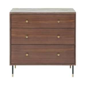 Wyatt Wooden Chest Of 3 Drawers With Marble Effect Glass Top - UK
