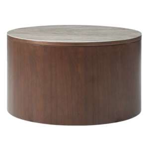 Wyatt Wooden Coffee Table Circular With Marble Effect Glass Top