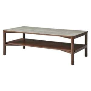 Wyatt Wooden Coffee Table And Shelf With Marble Effect Glass Top