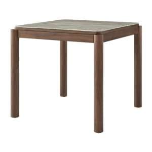 Wyatt Wooden Dining Table Square With Marble Effect Glass Top
