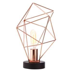Wyrato Copper Wire Frame Table Lamp With Matte Black Base