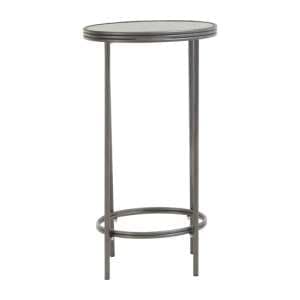 Xaria Mirrored Side Table Round In Distressed Effect