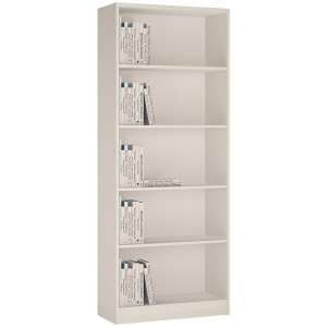 Xeka Tall Wide 4 Shelves Bookcase In Pearl White