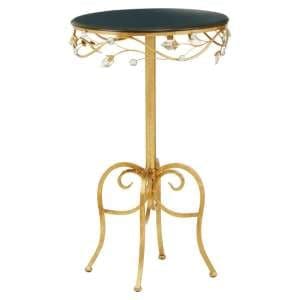 Xuange Round Black Wooden Top Side Table In Gold Metal Frame - UK